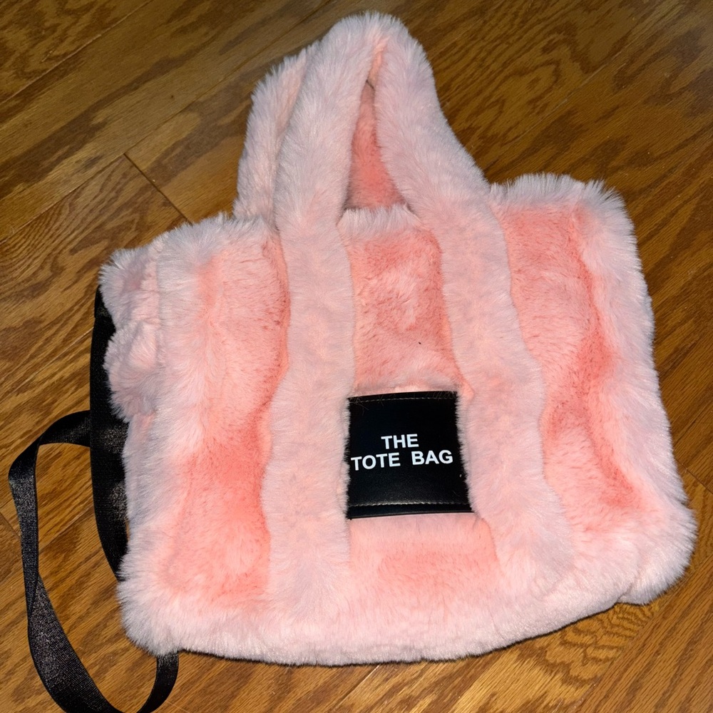 Pink Faux Fur Tote Bag